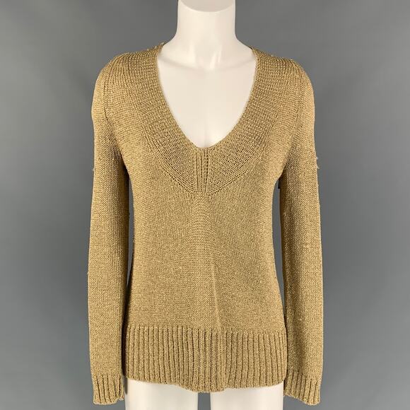Diane Von Furstenberg Sweaters - DIANE VON FURSTENBERG Size S Gold Acetate Blend Knitted Pullover